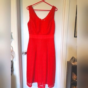Red Textured New York and Co. Fit and Flare Dress size 10